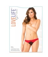 LoveLife Crotchless Micro &amp; Lace Tri-Band G-String, M/L, Red &amp; Black - $10.92 CAD