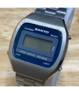 Vintage Sanyo Digital Quartz Watch Men Silver Barrel ~ For Parts Repair - $26.59