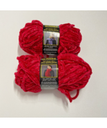 Lot 2 Skeins CARON GLIMMER BULKY FASHION YARN - RED 0005 Crochet Knitting - $8.99