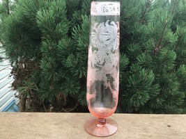 CAMBRIDGE Chrysanthemum #724 Etch Pattern Pink 11 7/8“ Vase HARD TO FIND... - $70.13