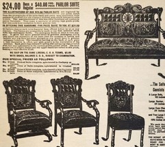 1900 Parlor Suite Furniture Advertisement Victorian Sears Roebuck 5.25 x... - £6.85 GBP