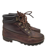 HH Brown HHB Womens Hiking Boots 7.5 Brown Leather Laces Moc Toe - $39.55