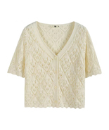 AR Women Spring Crochet Knitted Cardigan Sweaters Short Tops Knitwear - £15.52 GBP