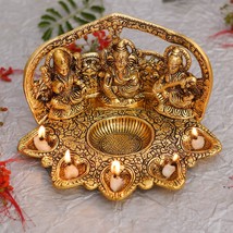 Laxmi Ganesh Saraswati Idol Diya Oil Lamp for pooja Size:9&quot; x 6 &quot;x 5&quot; - £31.15 GBP