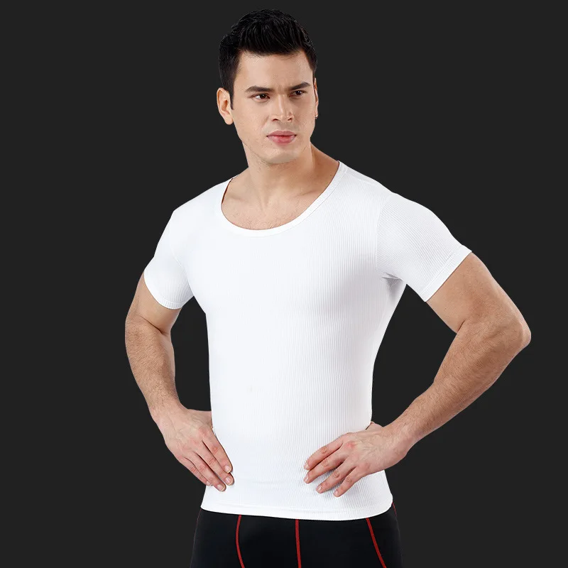 Sporting New Men Slimming T-shirt Body Shapers Summer Breathable Tops Abdomen Co - £34.29 GBP