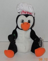 Coca-Cola Penguin in Chefs hat 8&quot; Beanie bean bag plush toy style #0127 - £11.52 GBP