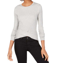 Hooked Up by IOT Juniors Ribbed Twist Hem Sweater  X-Large  Light Grey Heather - £18.06 GBP