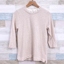 Crewcuts Lace Ruffle Neck French Terry Sweater Beige Cotton J Crew Girls 16 - £19.25 GBP