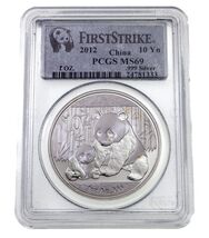 2012 China .999 Silber 1 Unze Panda Bewertet Von PCGS Als MS69 First Strike - $147.07 CAD