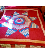 1900's Antique Quilted Sugar Sack Back Starburst 96 x 84 Shabby Chic Sty... - $372.39
