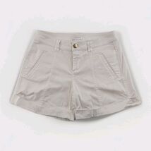 Cache White Cuffed Shorts Sz 4 Cotton Stretch Gold Button Dressy Casual - $26.98