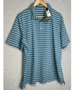 LL Bean Polo Short Sleeve Men&#39;s XL Blue Stripes NEW - £12.82 GBP