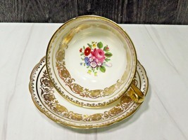 Paragon By Appointment to the Queen Tea Cup  &amp; Saucer A3878s Gold Bouquet Rose - £42.73 GBP