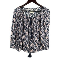 Ralph Lauren Denim &amp; Supply Blouse Navy Long Sleeve Tassel Paisley Bohemian XS - £18.62 GBP