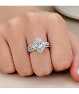 2Pc 925 Sterling Silver 5A CZ Sunflower Engagement Wedding Ring Set Size... - £57.42 GBP
