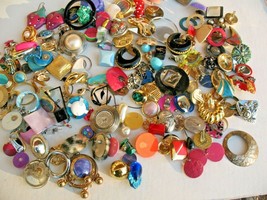 LOT OF 100+ Single Costume Earrings Metal Wood  As-Is for crafts 2lbs VTG - £12.60 GBP