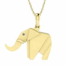 10K Yellow Gold Plated 0.04 Ct Round Cut Diamond Elephant Pendant For Women&#39;s - £93.93 GBP