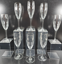 8 Cristal D&#39;Arques Astra Gold Trim Fluted Champagne Set Clear Swirl Optical Lot - £78.85 GBP