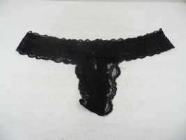 Adore Me Women&#39;s Lace Mesh Risque Thong 01446 Black Size Large - $87.35 MXN