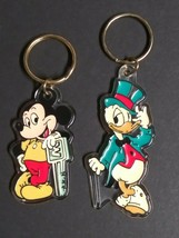 Walt Disney Productions Mickey &amp; Donald Key Ring Acrylic Vintage 3&quot; Keychains - £23.69 GBP
