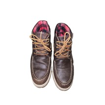 Sperry STS23633 Brown Leather Lace-Up Chukka Boots Plaid Lining Size 9 - $45.82