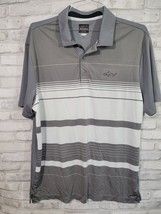 Greg Norman Polo Size XL Gray White Stripes Golf Tasso Elba Play Dry Rap... - £10.48 GBP