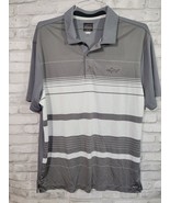 Greg Norman Polo Size XL Gray White Stripes Golf Tasso Elba Play Dry Rap... - $13.99