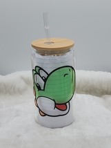 Nintendo Yoshi/Toad 16 oz Glass Can Tumbler with Bamboo Lid and Straw - £10.38 GBP