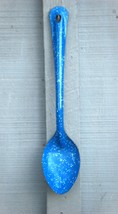 Graniteware Blue Spoon Kitchen Camping Tool White Specks - $12.86