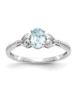 10k Gold Aquamarine and Diamond Ring 10XB288 - £239.46 GBP