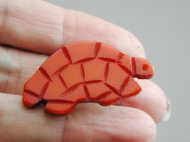 Early Lucite Plastic Bakelite Carved Red Turtle Pin - £23.97 GBP