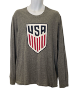 USA Mens National Soccer Team Shirt Size XL Gray Patriotic Logo Long Sleeve - £9.76 GBP