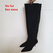 Top quality genuine leather knee high boots concise female pointed toe high heels pumps thumb200