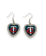 Womens Minnesota Baseball Silver Crystal Heart Earrings | Dangle Drop Ea... - €17,16 EUR