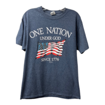 One Nation Under God Since 1776 Mens Jerzees Graphic T-Shirt Blue Short Sleeve M - £19.92 GBP