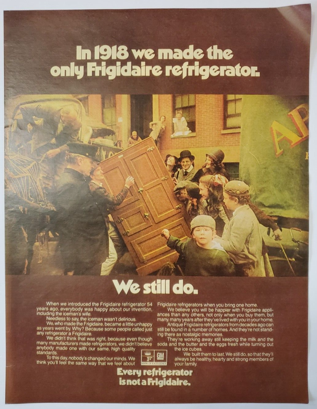 Primary image for 1972 Frigidaire Refrigerator Vintage Print Ad We Still Do Street Scene