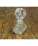 Vintage glass perfume bottle art deco look cut glass round top movie pho... - $64.30