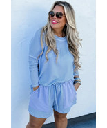 Light Blue Plus Size Ribbed Long Sleeve Top and Drawstring Shorts Set - €30,72 EUR Light Blue Plus Size Ribbed Long Sleeve Top and Drawstring Shorts Set - €30,72 EUR