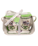 Portmeirion Botanic Garden Pansy Mugs Melamine Tray Set Floral Butterfly... - $31.62 CAD