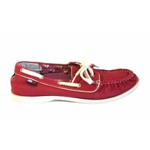 Tommy Hilfiger Red Boat Shoes Loafers Lace Up Womens 6.5 M Quade Flag Logo - £22.69 GBP