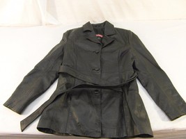 Adult Women&#39;s USA Leather Company Black Full Length Leather Coat W/ Belt 30750 - £17.80 GBP