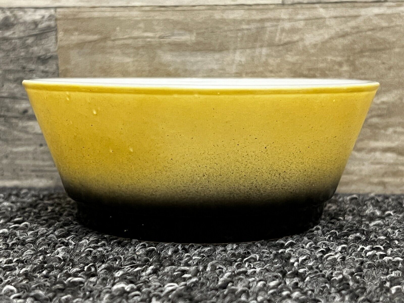 Primary image for Anchor Hocking Fire-King Yellow/Black 5" Cereal Bowl - Made in USA - Vintage!
