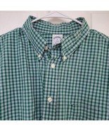 Brooks Brothers Shirt Men&#39;s XL Long-sleeve Green Check Button Down Collar - £19.66 GBP