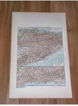 1924 Original Vintage Map Of Vicinity Of Gijon Oviedo Barcelona Granada / Spain - $23.05