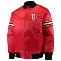 NBA Houston Rockets Vintage Red Satin Bomber Letterman Baseball Varsity Jacket - £109.35 GBP