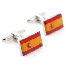 Spain Flag Cufflinks Spanish National Pride High Quality New W Gift Bag Wedding - £9.45 GBP