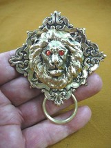 (E-657) Red eyed Lion head scrolled brass Eyeglass pin pendant ID badge holder - £26.43 GBP