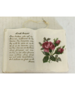 Lords prayer vintage ceramic open book with flowers figurine wall shelve - £17.19 GBP