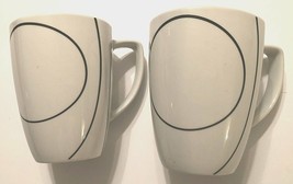 Set 2 Corelle Coordinates Porcelain White Black Line Contemporary Coffee Mugs - £8.63 GBP