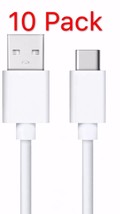 Lot Of 10 Usb-C Type-C 3.1 Connector Data Sync Charger Charging Cable Cord White - £30.55 GBP